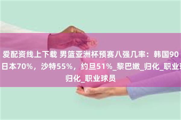 爱配资线上下载 男篮亚洲杯预赛八强几率：韩国90%，日本70%，沙特55%，约旦51%_黎巴嫩_归化_职业球员